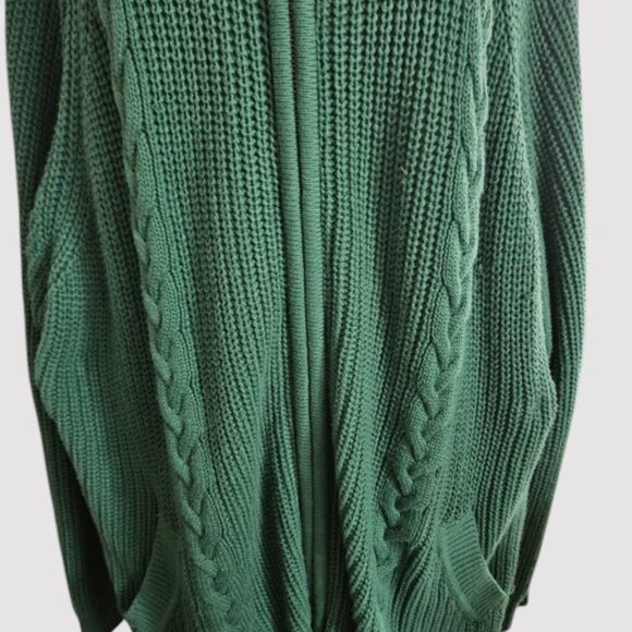 WOMAN WITHIN Emerald Green Zip Front Cable Cardigan Sweater Plus Size 2X 26W 28W - Picture 4 of 9